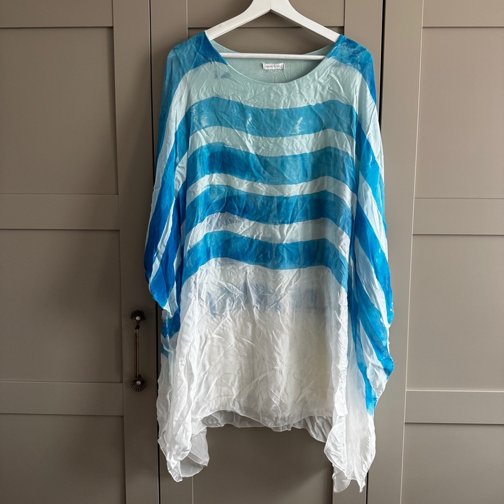 Breezy Blue MADE IN ITALY Lined Mini Dress Resort wear Vacation Packing Friendly